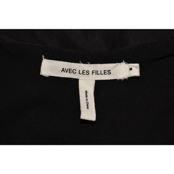 AVEC‎ LES FILLES $159 Black Strappy Midi Slip Dress Crisscross Back Medium - Picture 5 of 5